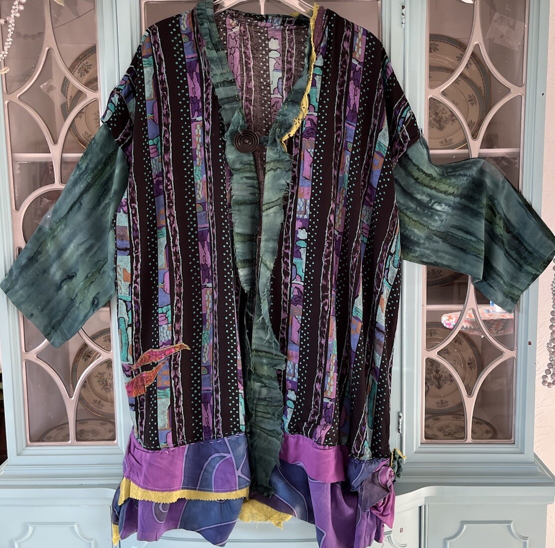 Aura Gaia Hand Made Tunic Top Art To Wear Hippie Boho #49