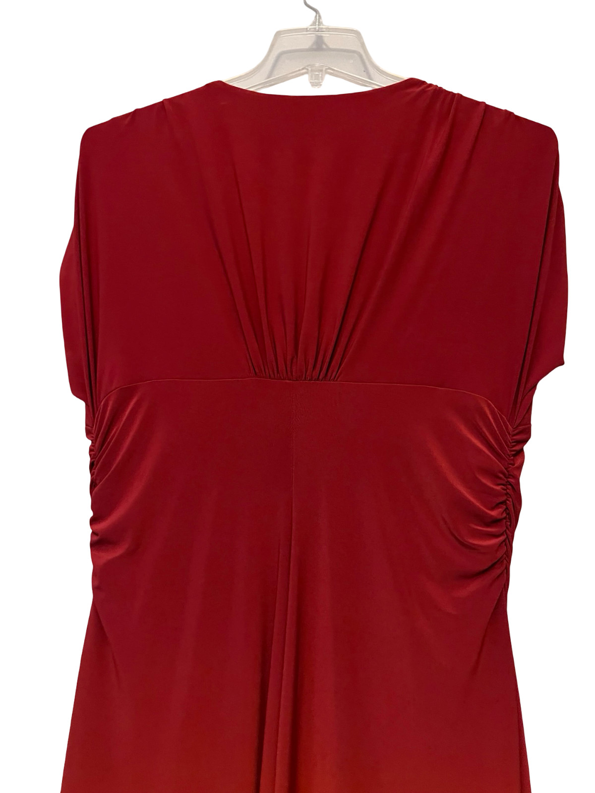 Evan-Picone Ruched Knot-Front Short Sleeve Fit and Flare Midi Dress – Size 16