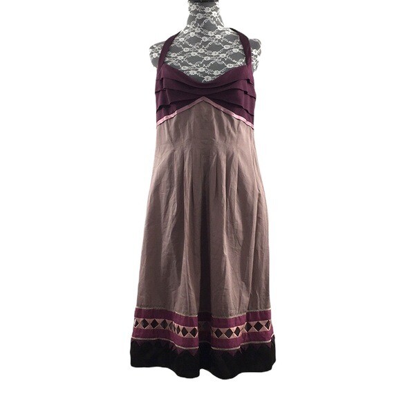 Cynthia Cynthia Steffe Dress women’s 10 Mocha Purple Halter Sheath Lined Y2K