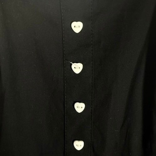 New Black Fit & Flare Dress Heart Buttons Ruffles Sleeveless y2k 90s coquette