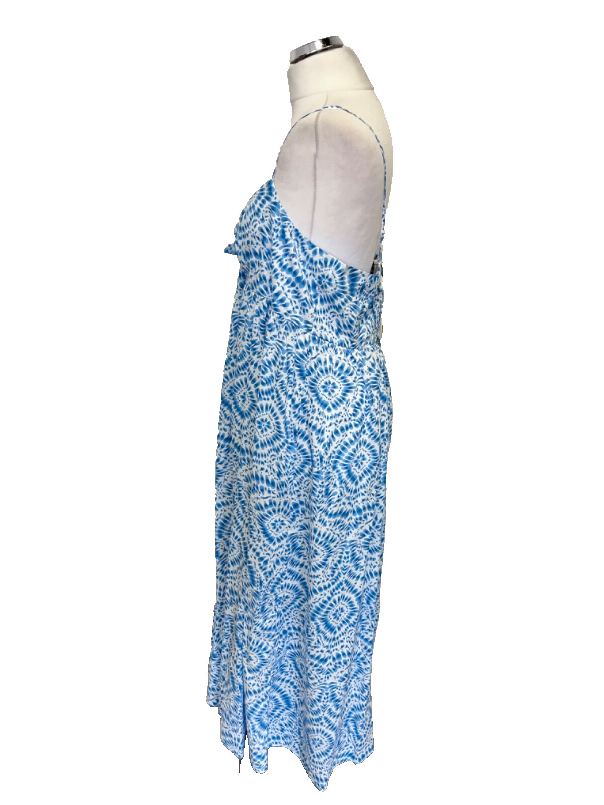 BNWT ZARA 100% COTTON BLUE & WHITE PRINT SHOE STRING STRAP MAXI DRESS SIZE XL
