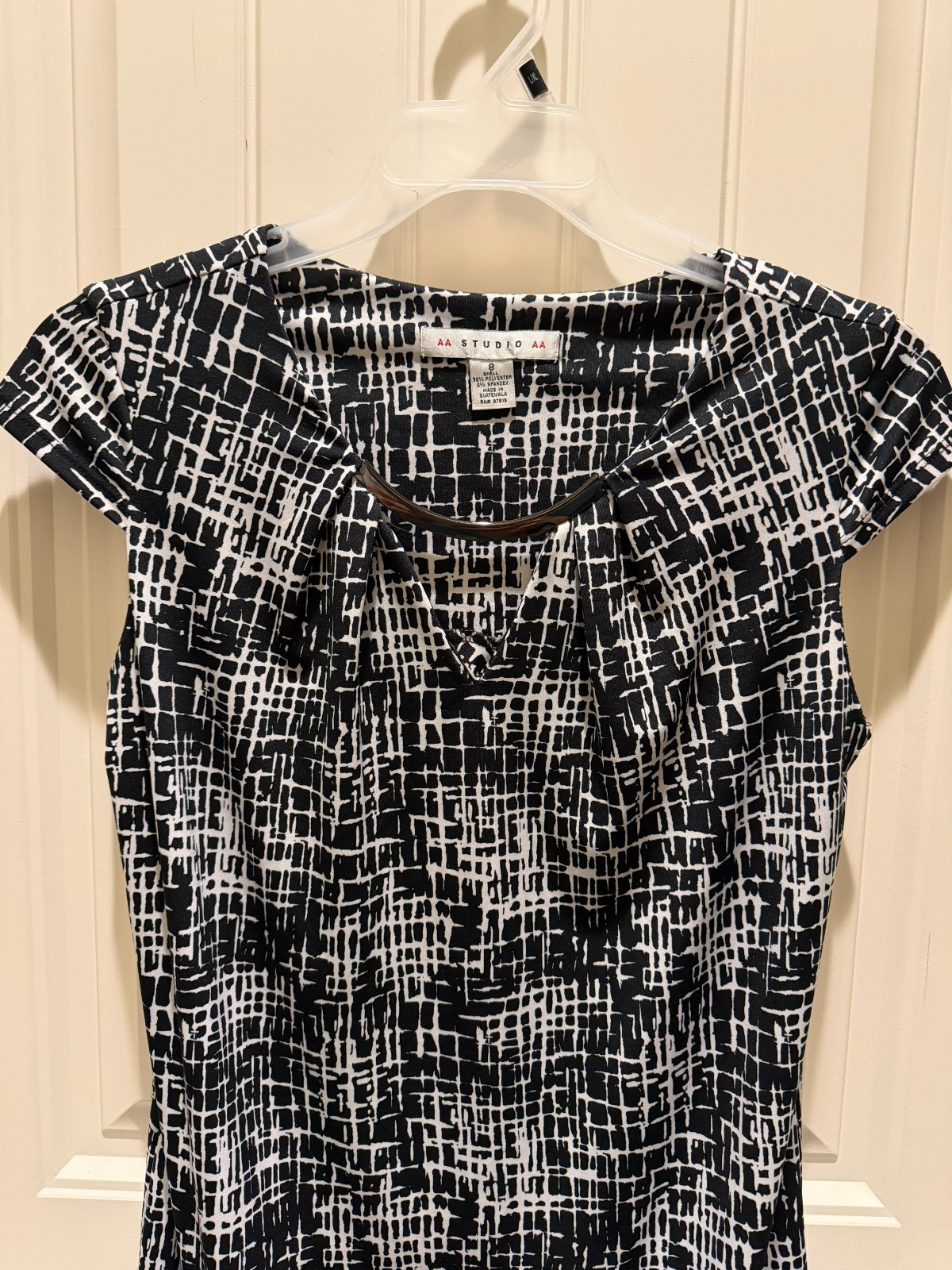 AA Studio AA Dress Black & White Pattern Size 8 Excellent Condition – 0016