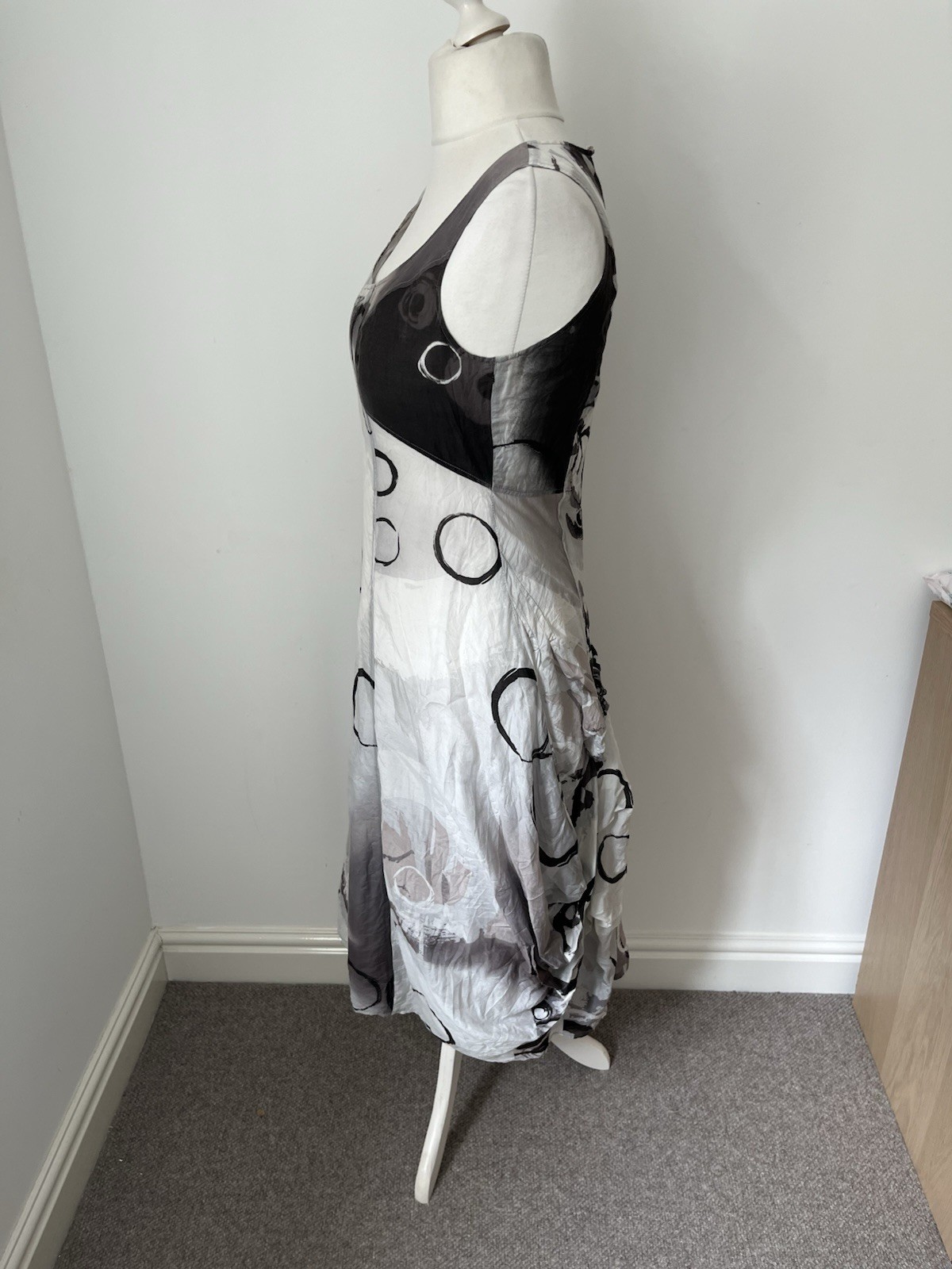 Lauren Vidal M Abstract Silk Blend Bubble Balloon Hem Dress Arty Lagenlook