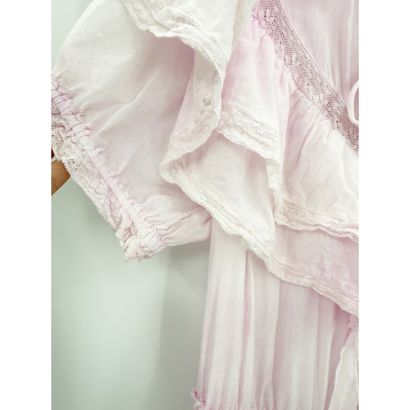 LoveShackFancy Liv Dress Peony Pink Cotton Ruffle Lace Mini XL
