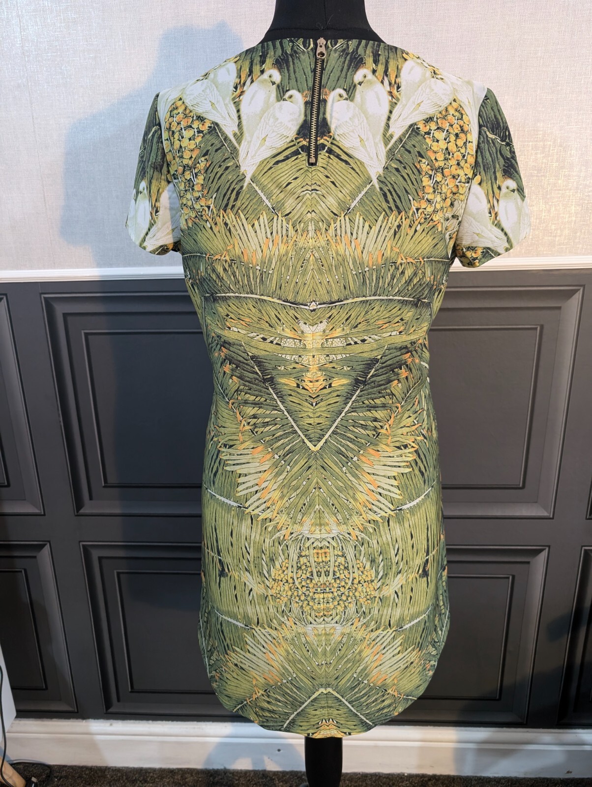 TED BAKER DONDRI Green Dove Print Shift dress uk10
