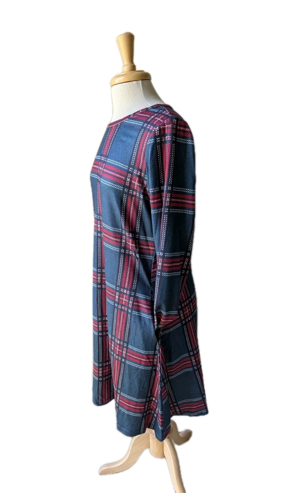 NWT Size L MIROL Holiday Christmas Pockets GREEN RED WHITE PLAID Mid Swing DRESS