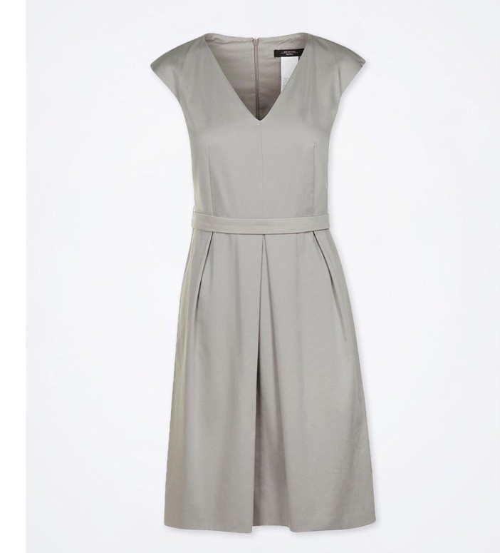 Max Mara Weekend FANELLO A Line Dress Women Size 40/ US-8 Dove Gray Pleated Belt