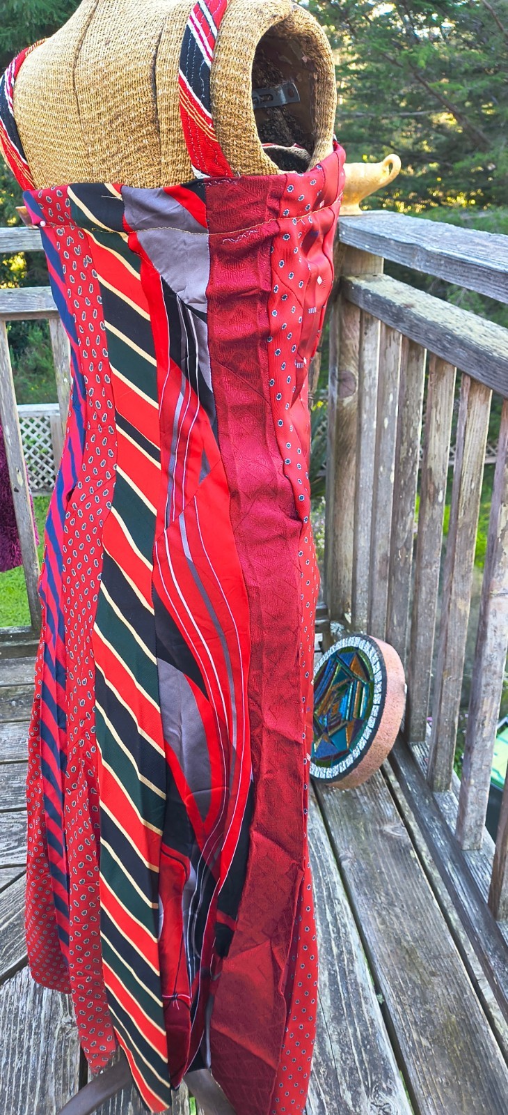 Handmade ECLECTIC UPCYCLED Necktie Sun Dress. RED THEME necktie Collection