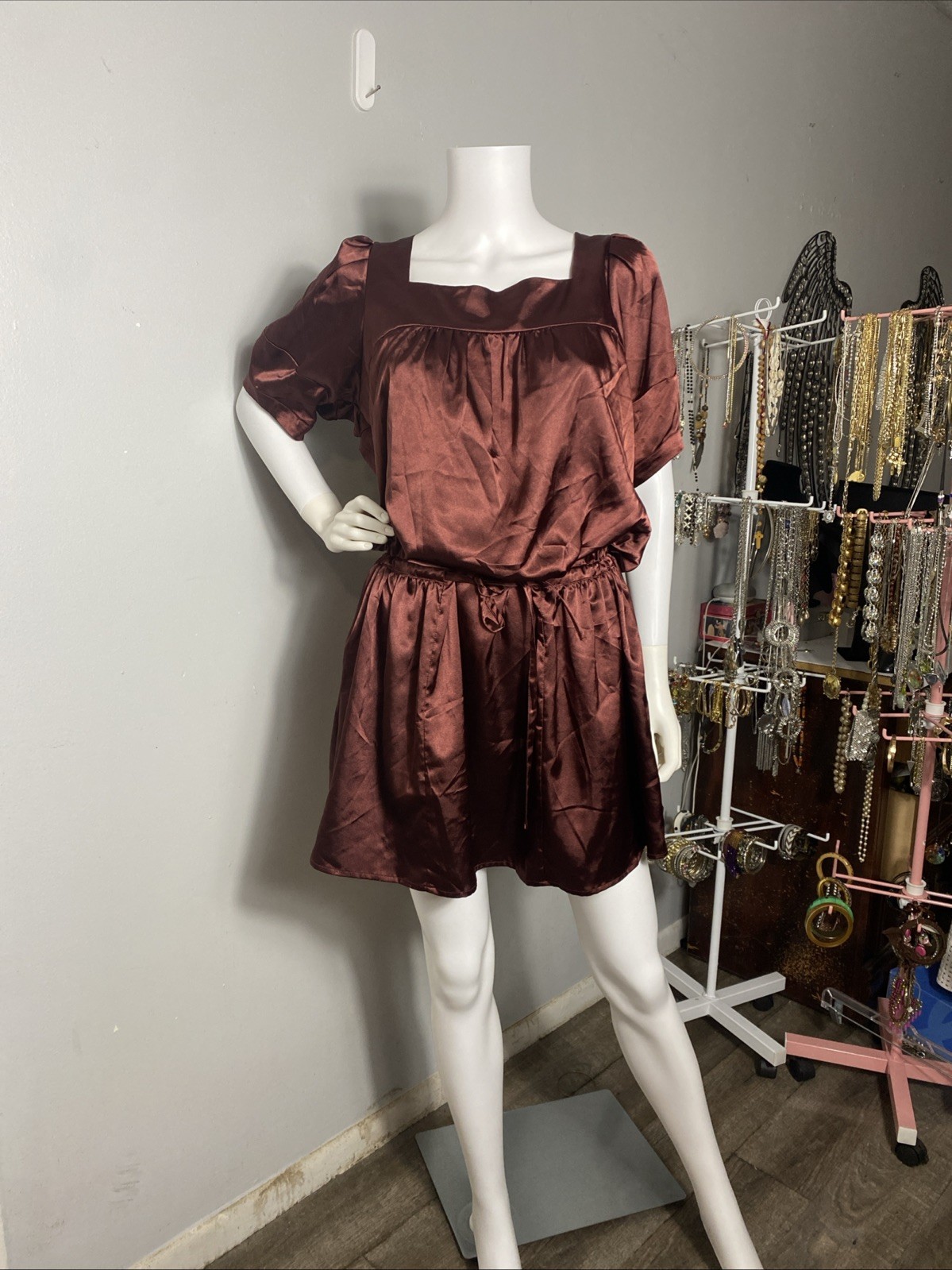 Vertigo Paris Mini Dress Size XL Metallic Brown Color
