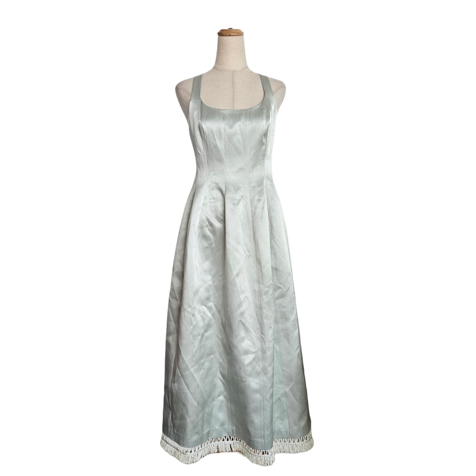Philosophy Di Lorenzo Serafini Mint Green Crisscross Sleeveless Maxi Fringe Flar