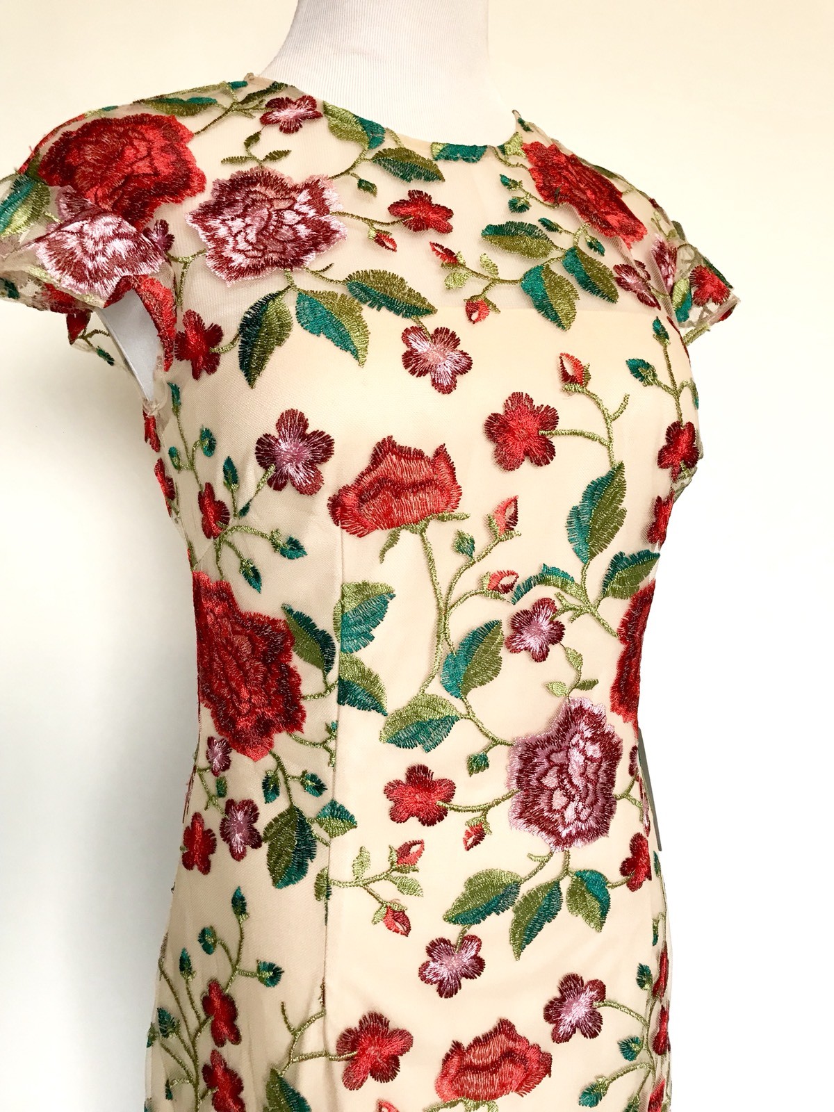Carmen Marc Valvo Sz 6 Embroidered Floral Dress Retail $325 Price $148 NWT