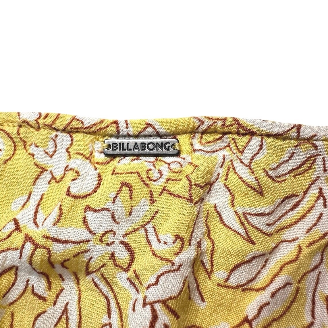 Billabong Wrap & Roll Floral Garden Yellow Ruffle Wrap Tie Boho Mini Dress Small