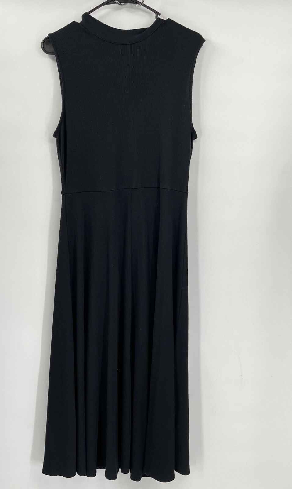 Who What Wear Large Midi Dress Womens Black Ribbed Mock Neck Tie Back Sleeveless