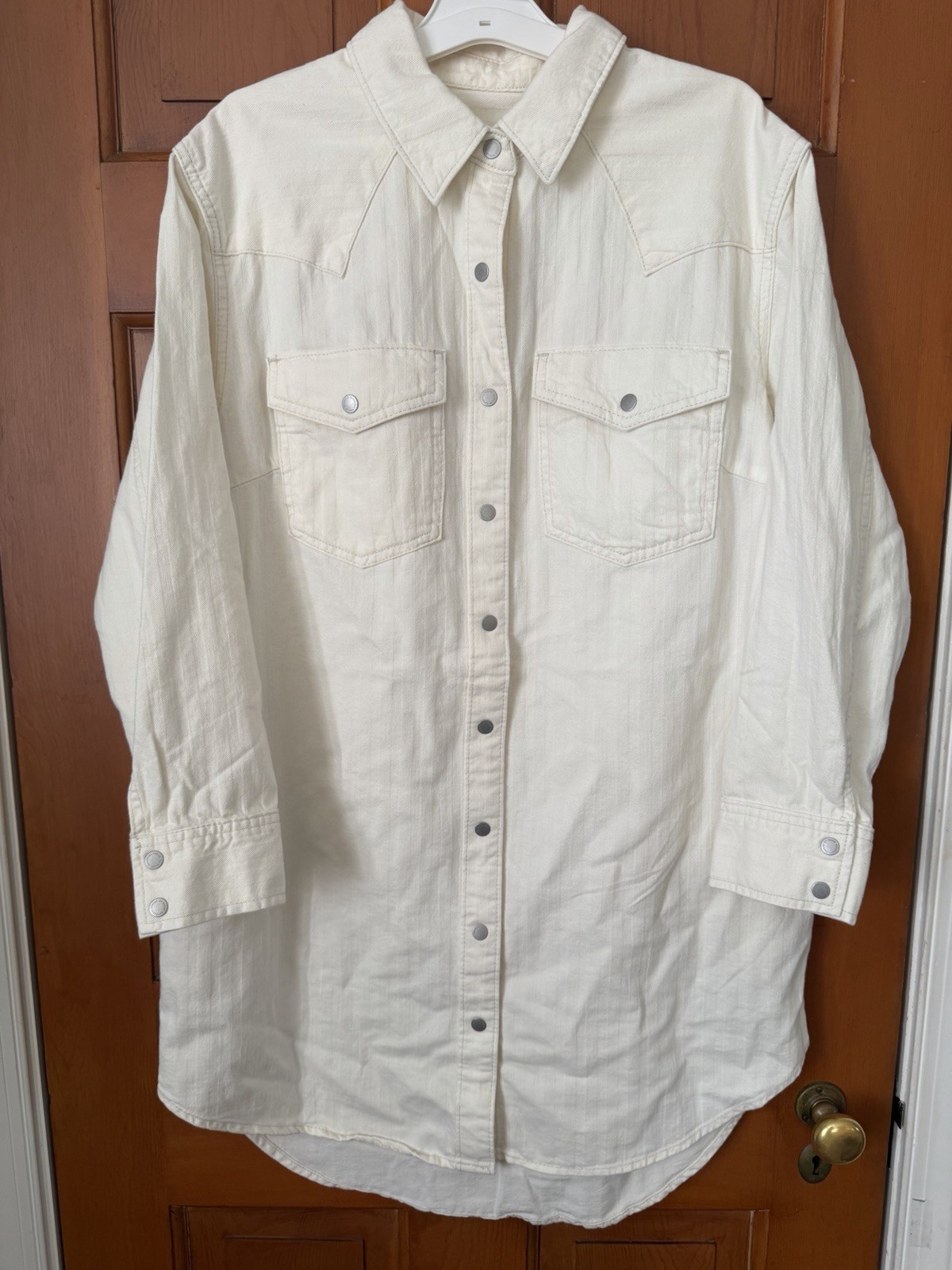 Women’s Universal Thread White Western Button-Up Shirt Dress Size Small NWT