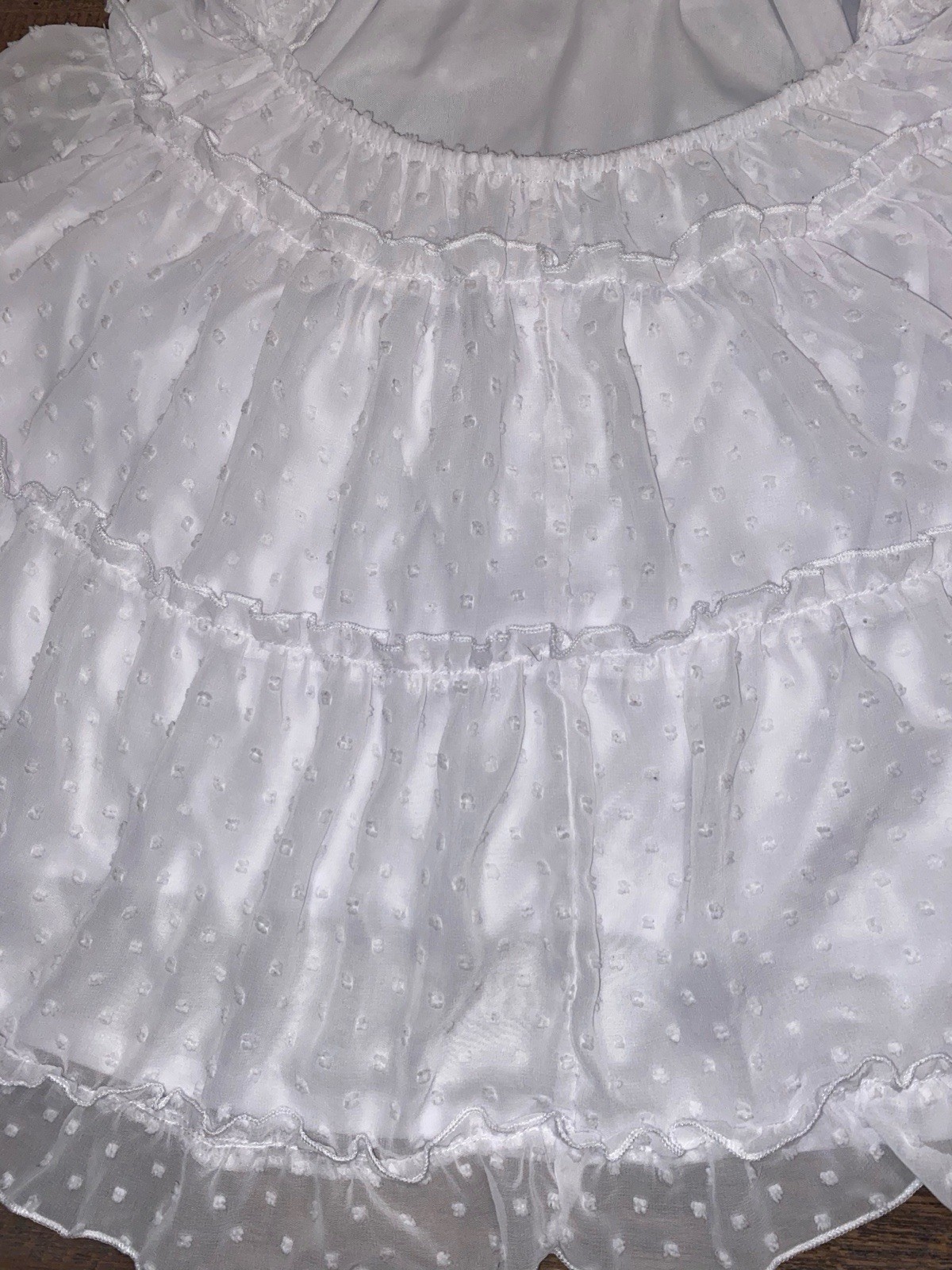 Justify White Polka Dot Fit & Flare Ruffle Open Back Chiffon Dress M