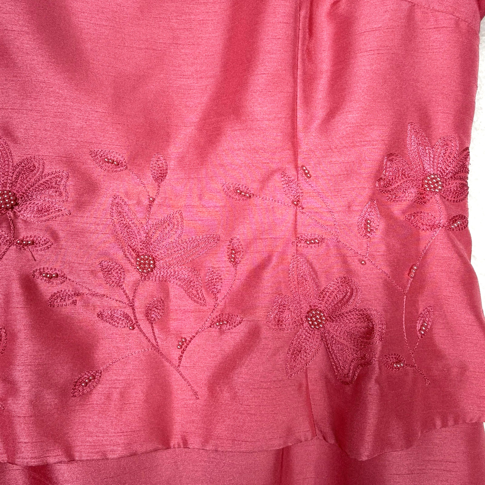 Vtg JESSICA HOWARD Pink Barbie Sheath Dress Beaded Embroidered Short Sleeve 12