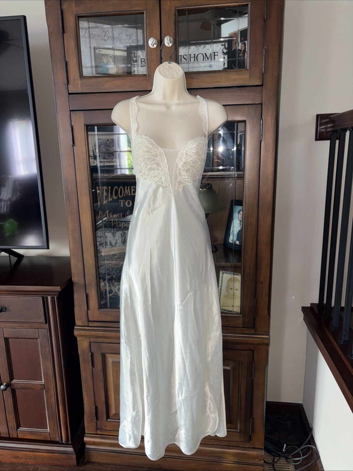 VTG Y2K Victoria’s Secret Silky Lace Slip Gown Size M Lingerie Evening Dress