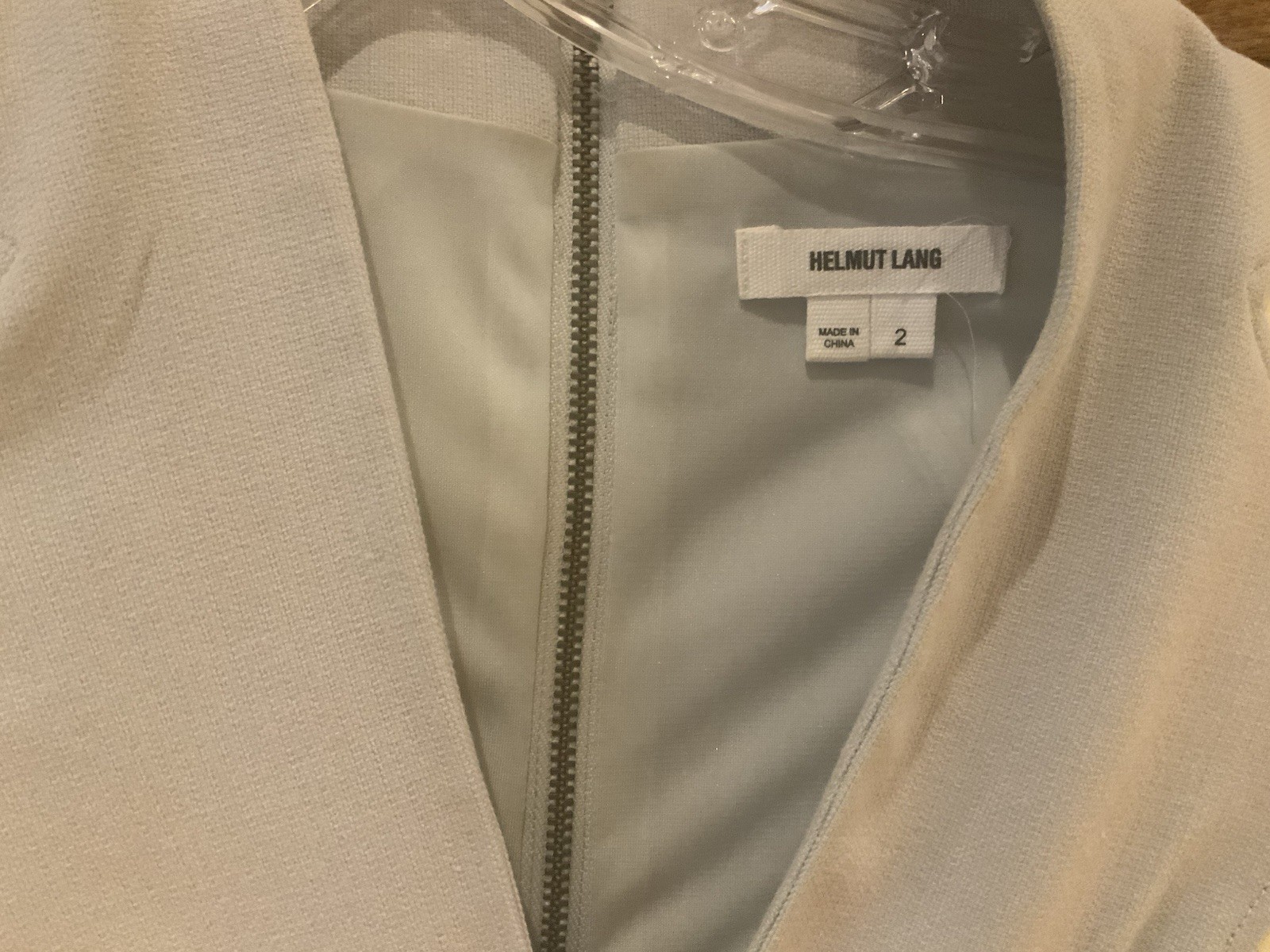 HELMUT LANG SIZE 2 LIGHT GRAY WITH LEATHER ACCENTS DRESS