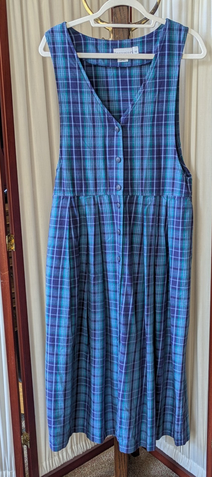Portrait by Northern Isles Cotton Jumper Dress Cottagecore Modest Size 10 Blue