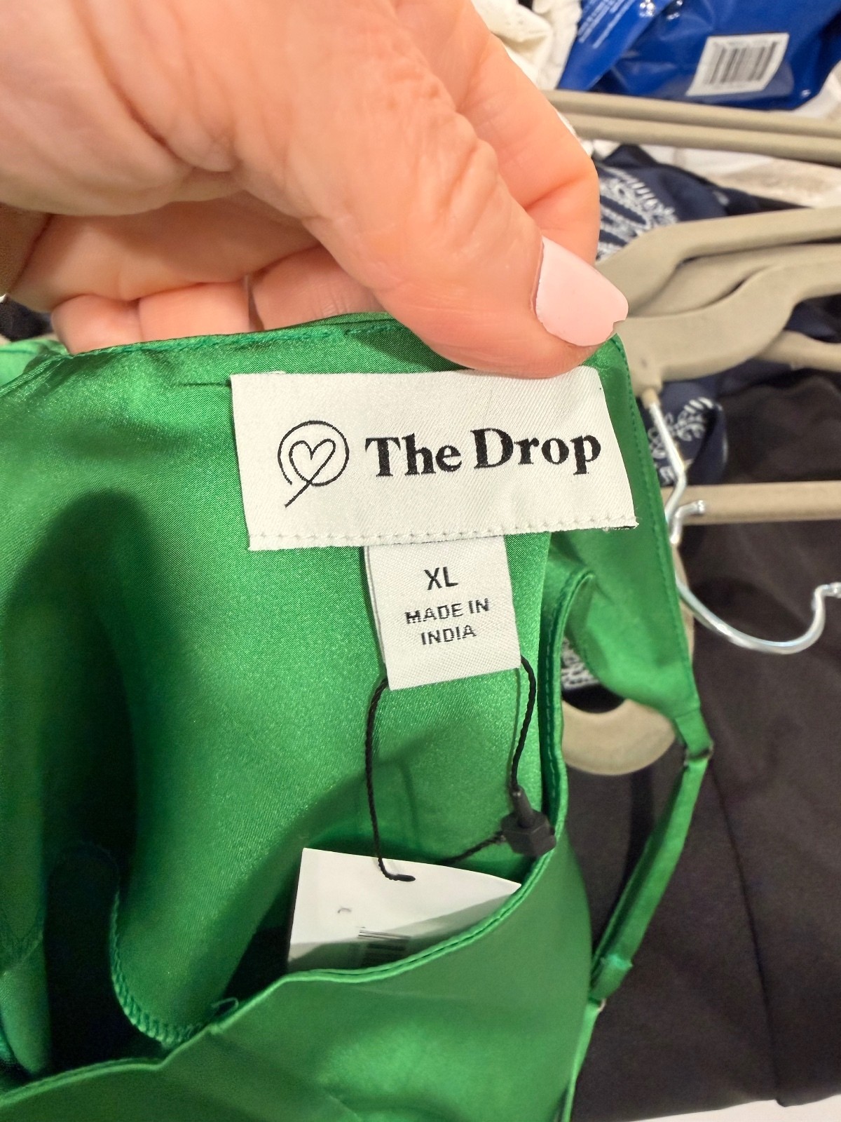 The Drop satin slip dress emerald green size XL