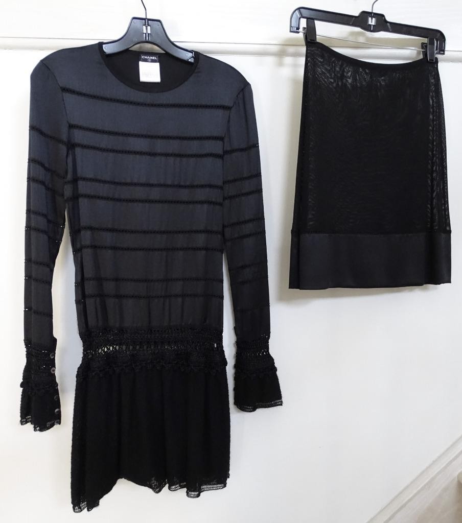 Chanel Black 03A Long Sleeve Mini Mohair Nylon Rayon Wool Dress SZ 40