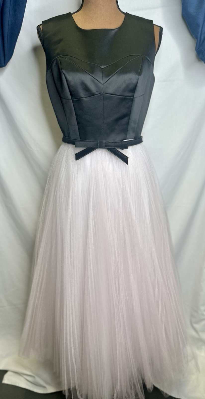 MILLY Black Sateen Pink Organza Pleated Tutu Tulle Sleeveless Gown Midi Dress; 6