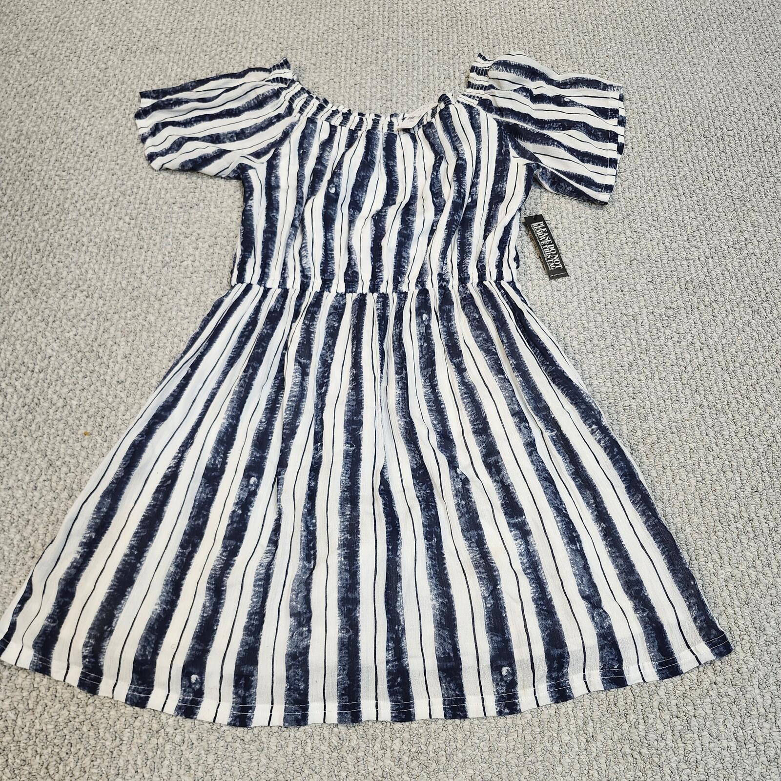 New York And Compamy Blue and White Striped Off-Shoulder Dress Size Large NWT