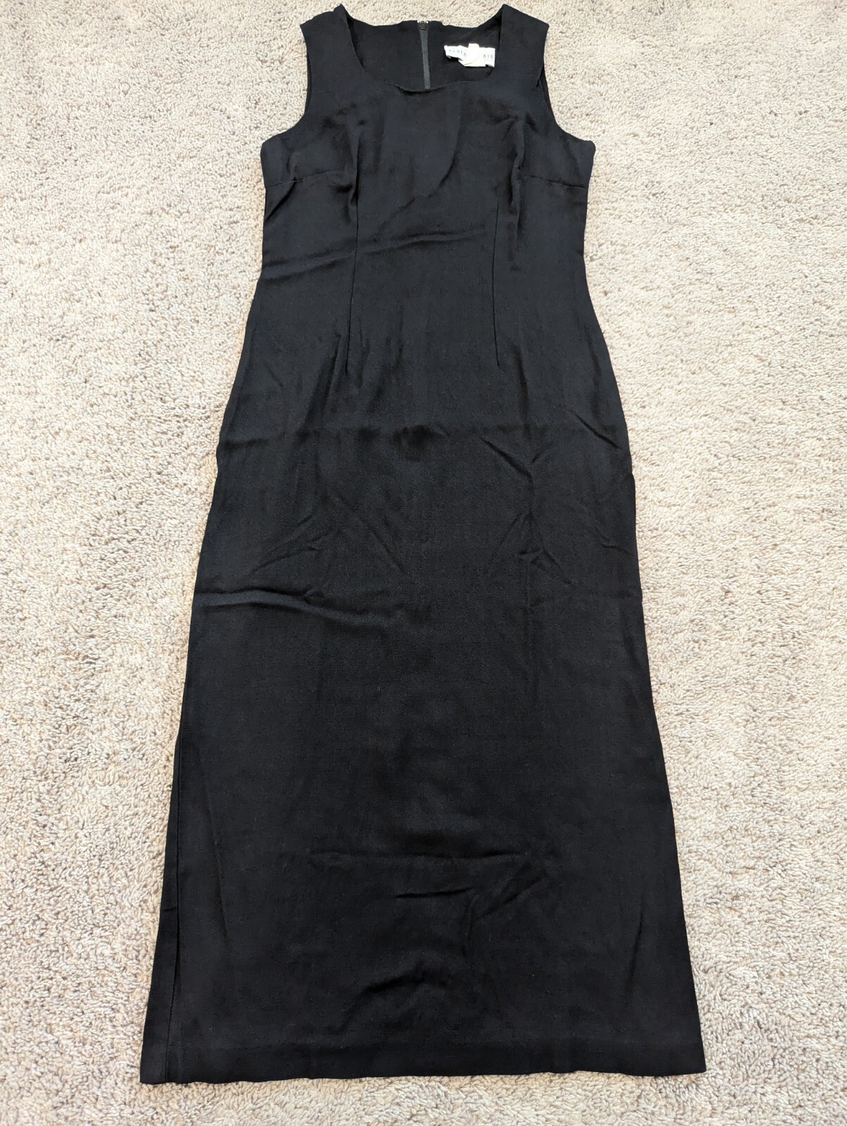 Bedford Fair Maxi Dress Womens 6 Sleeveless Round Neck Black Back Zip Slit