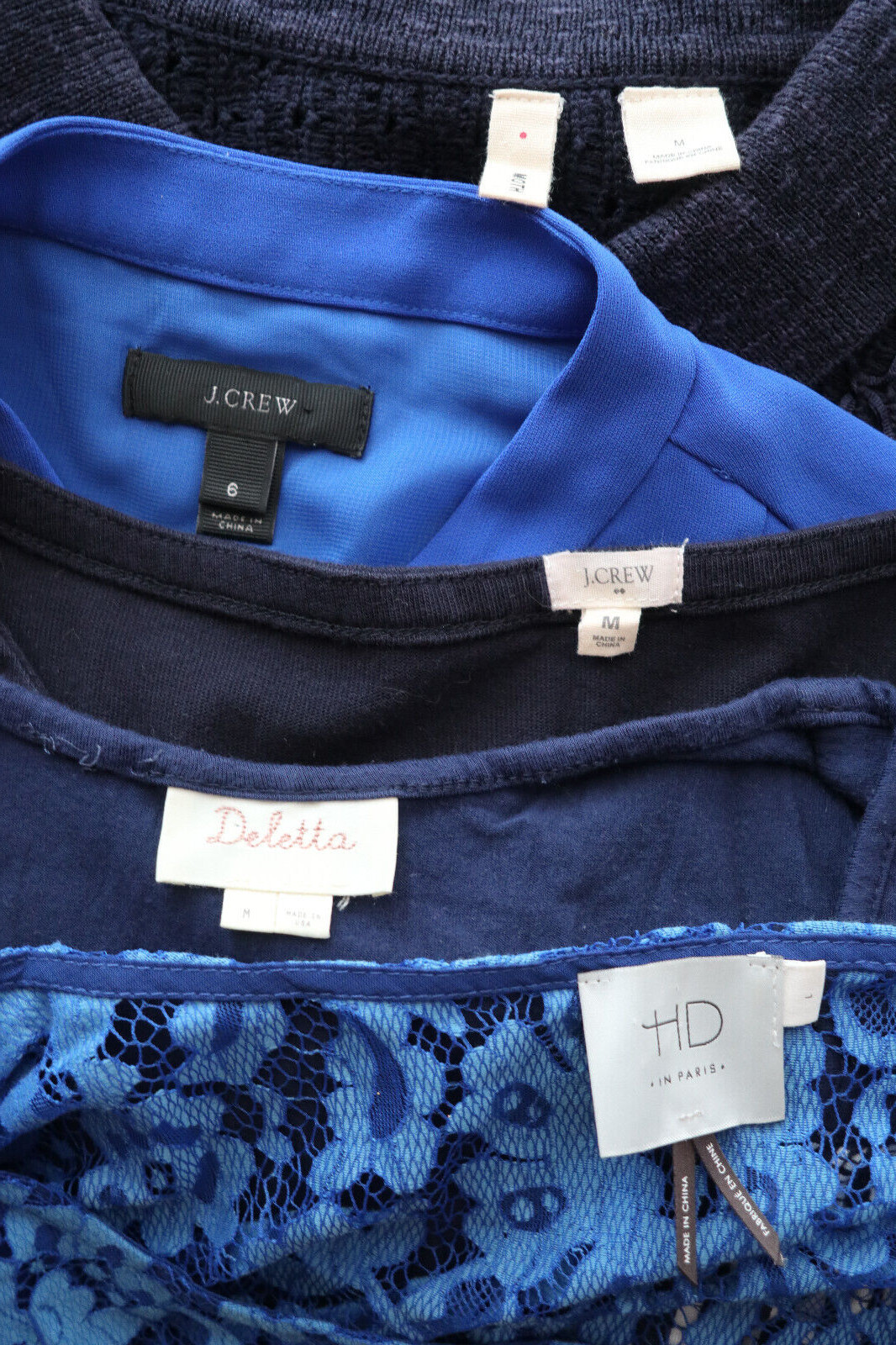 LOT of 5 Anthropologie Moth HD Paris Deletta J Crew Navy Blue Casual Dresses M