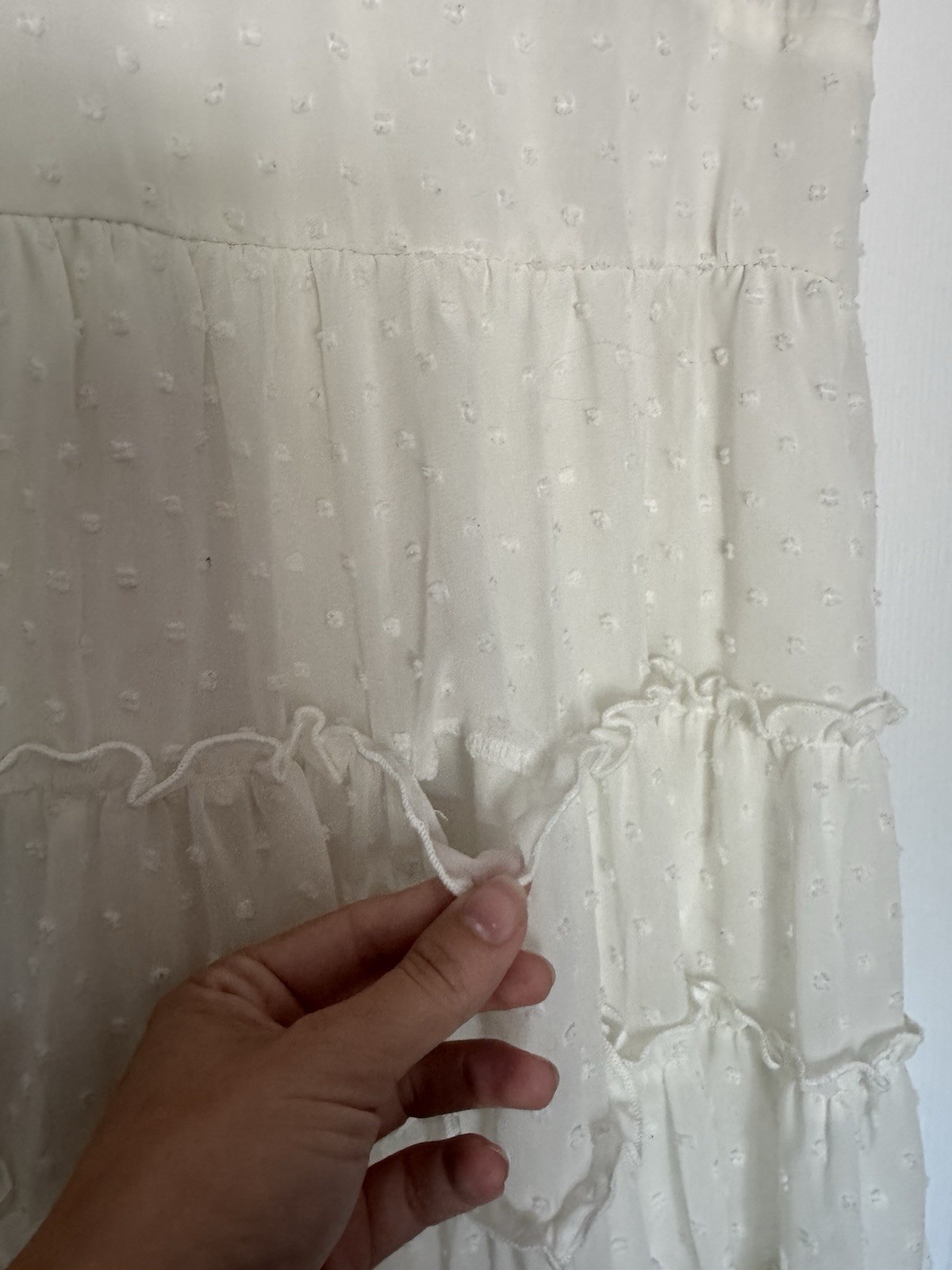 Altar’d State White Chiffon Ruffle Fit & Flare Mini Dress V-Neck M