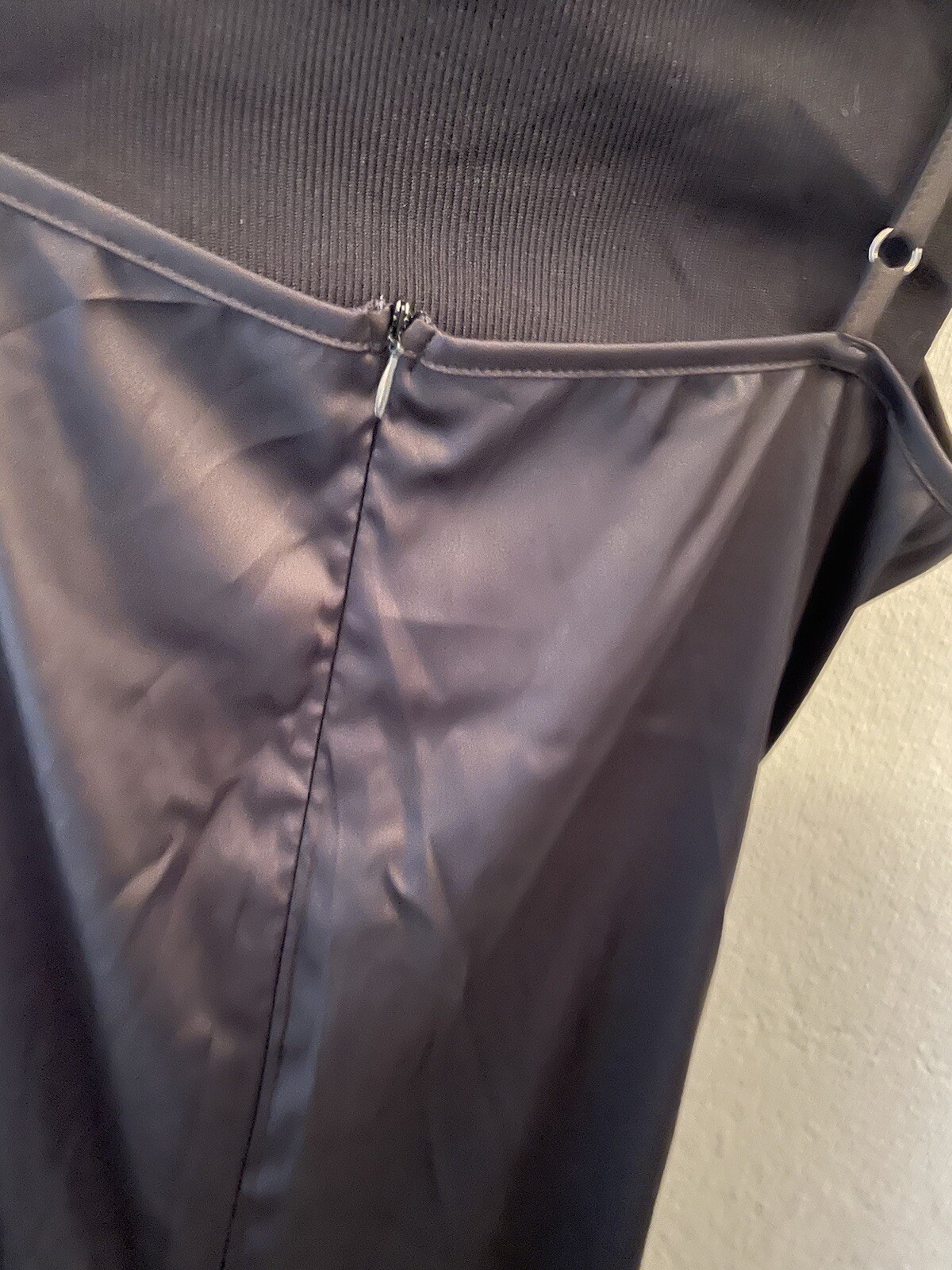 Black Satin Maxi Slip Dress Cami Spaghetti Strap Slit Cocktail evening Size L