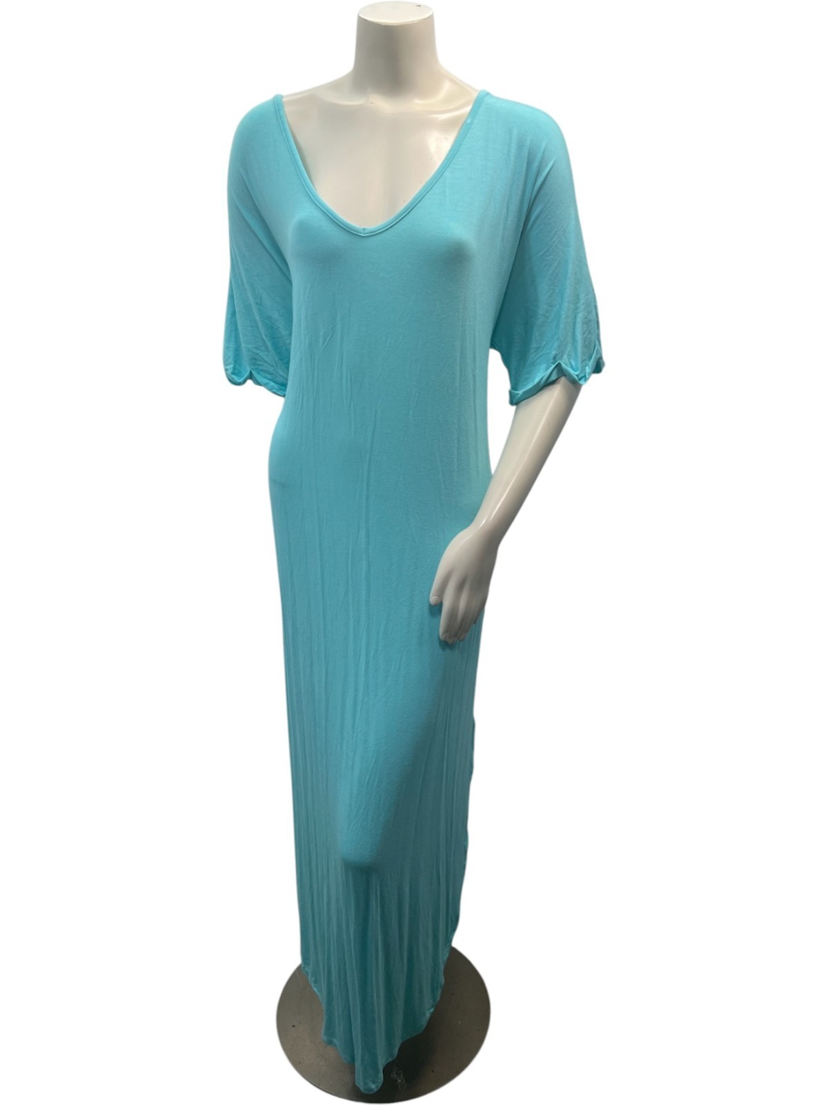 White Mark Dress Womens Plus Size 3XL Teal Blue Short Sleeve Vneck Pockets New