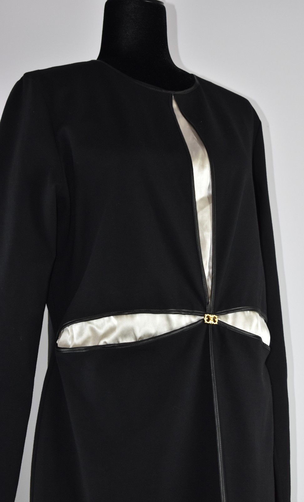 Roberto Cavalli Class Sz 16 Black White Long Sleeve Cocktail Sheath Dress Italy