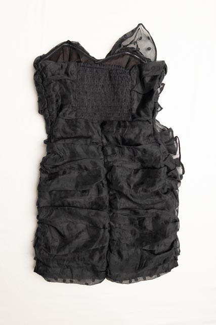 DO+BE Womens Black Strapless Ruched Ruffle Mini Dress Cocktail Party M LBD📝