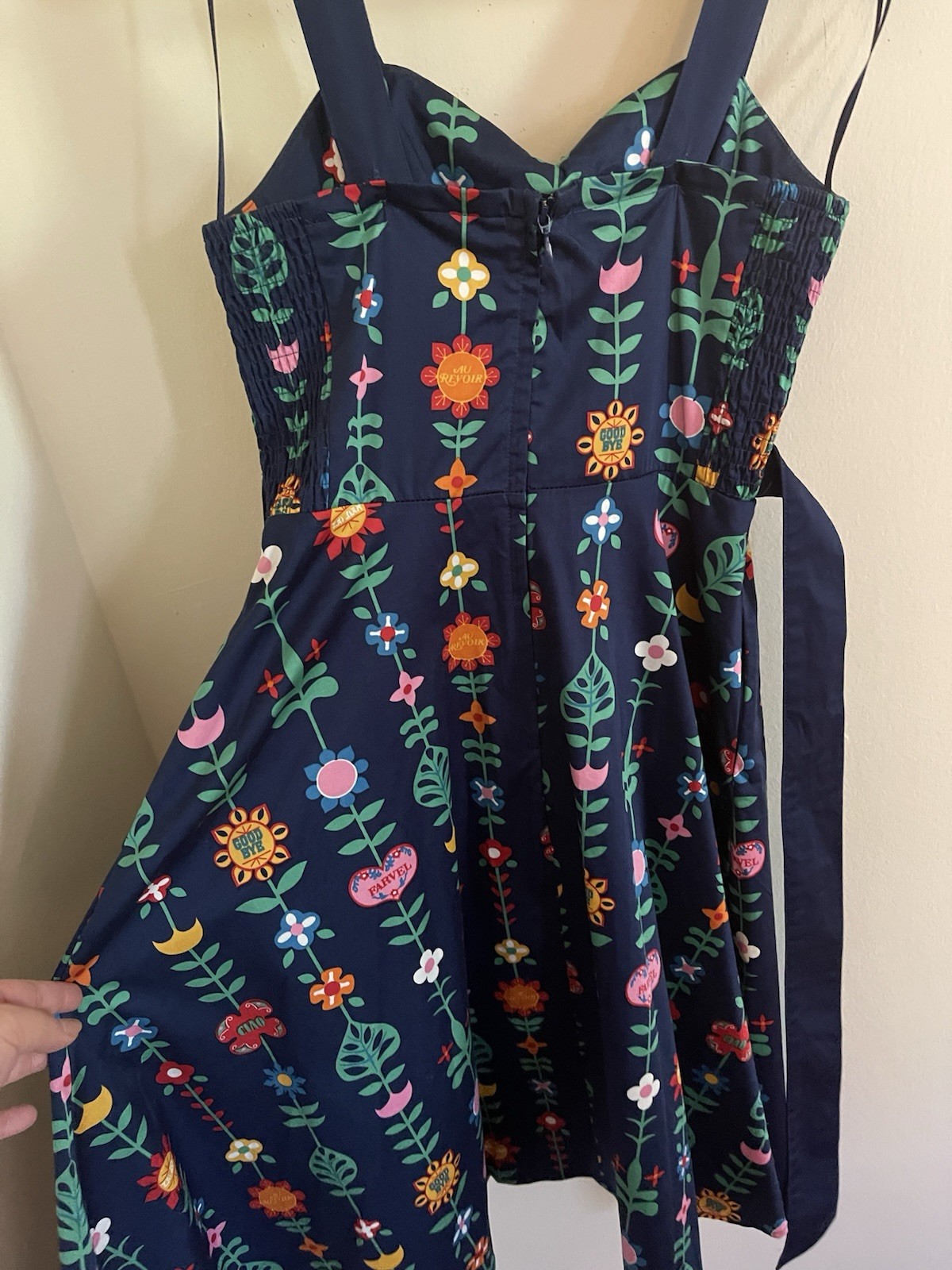 Disney Parks Authentic It’s a Small World “Goodbye” Floral Flared Tea Dress XS