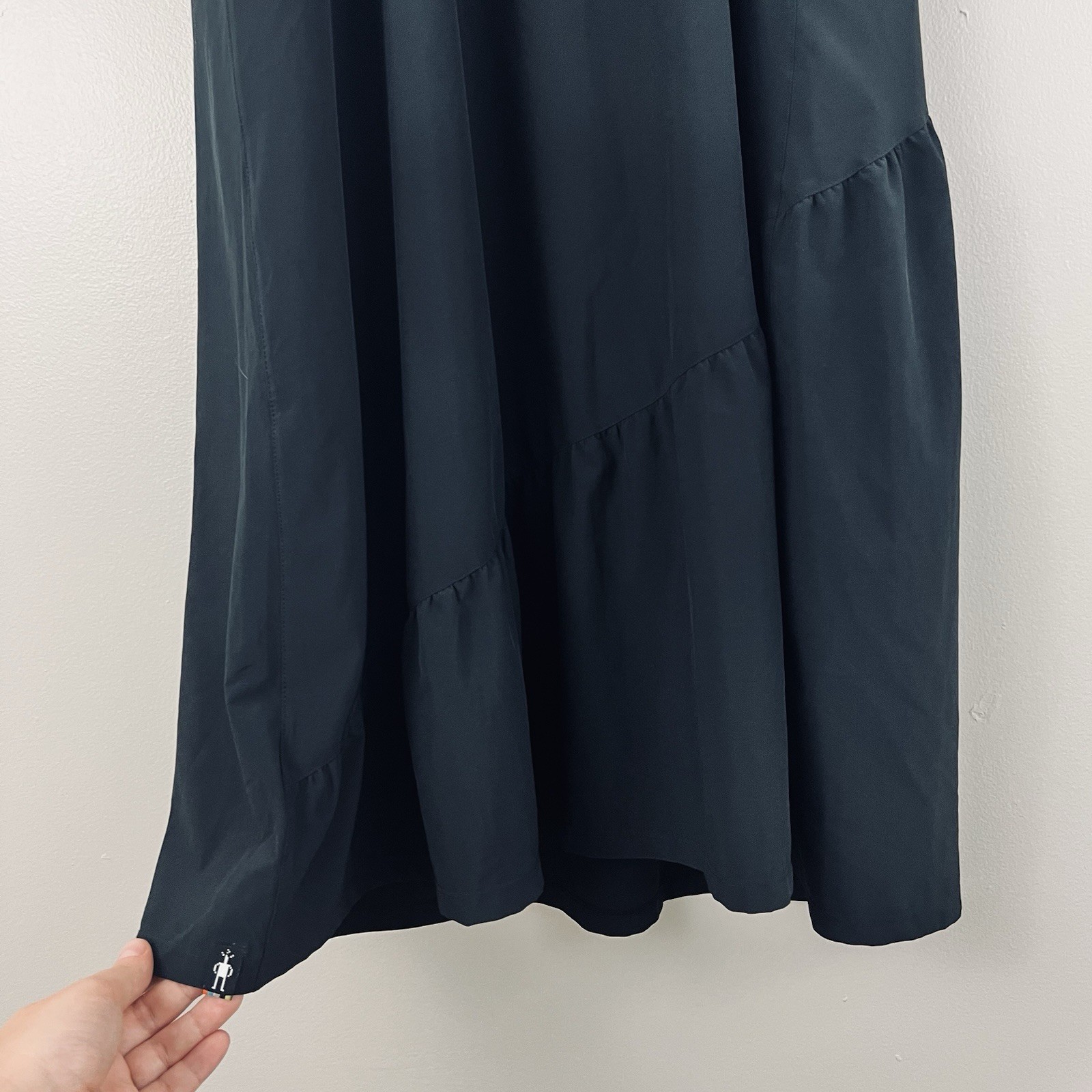 Smartwool Asymmetrical Ruffle Merino Wool Blend Dress Black Midi Size Small