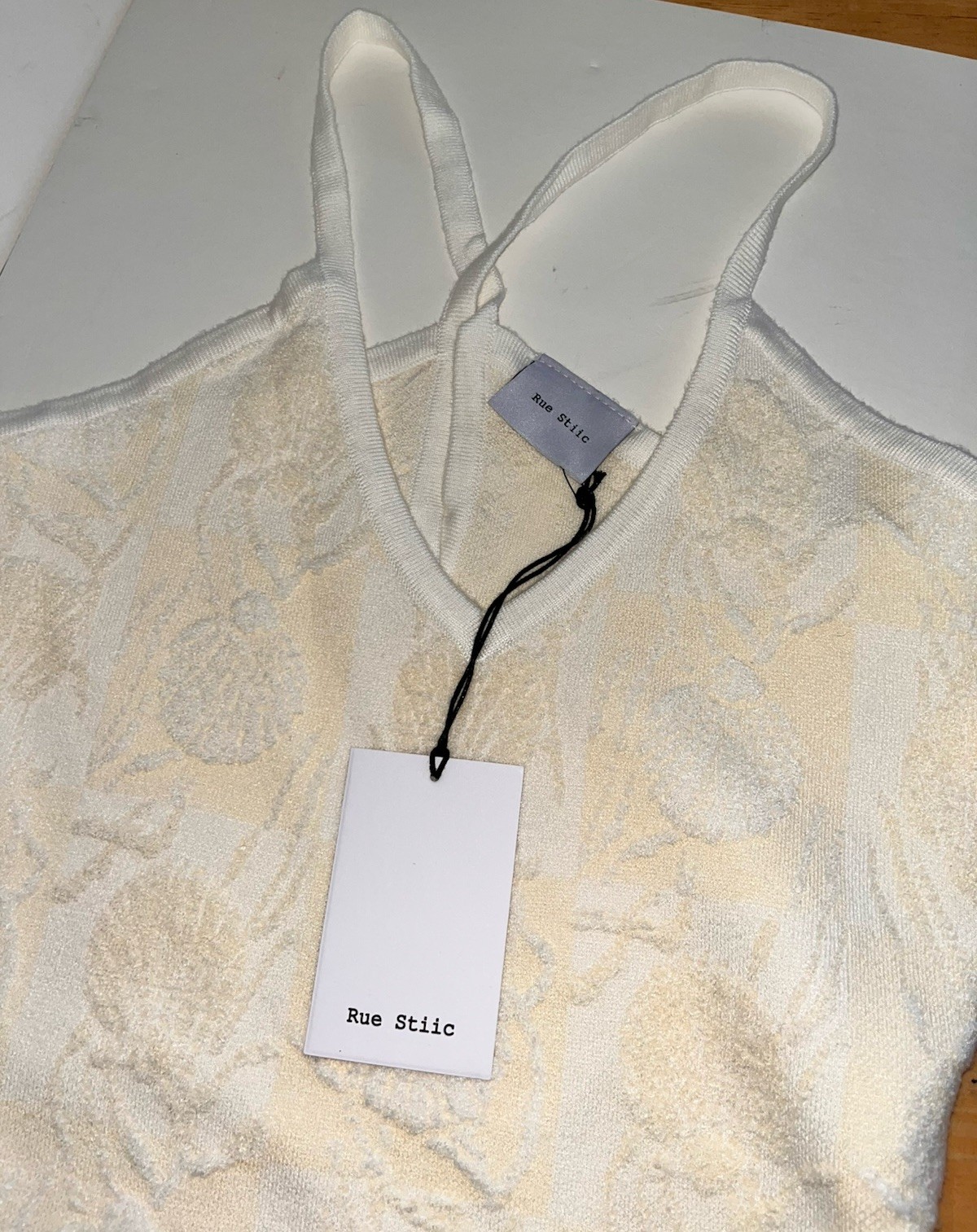 NWT Anthropologie Rue Stiic Cicely Jacquard Knit Maxi Dress Cream Sea Shells-XS