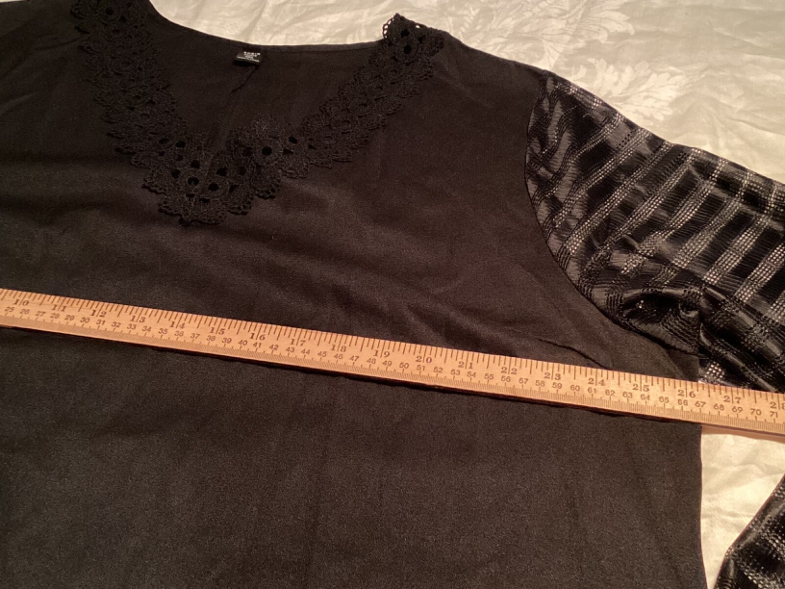 Womens 3X-4X BLACK Tunic Plus Pullover Dress Long Baby Doll Top Fancy Sheer Lace