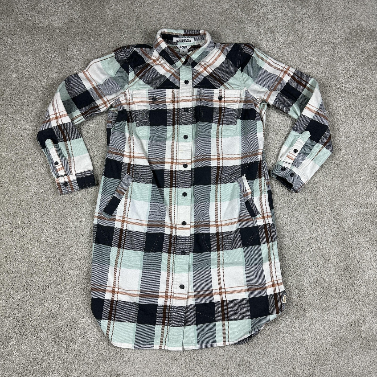 Duluth Trading Co. Shirt Dress Womens Medium Multicolor Plaid Fokelore Flannel