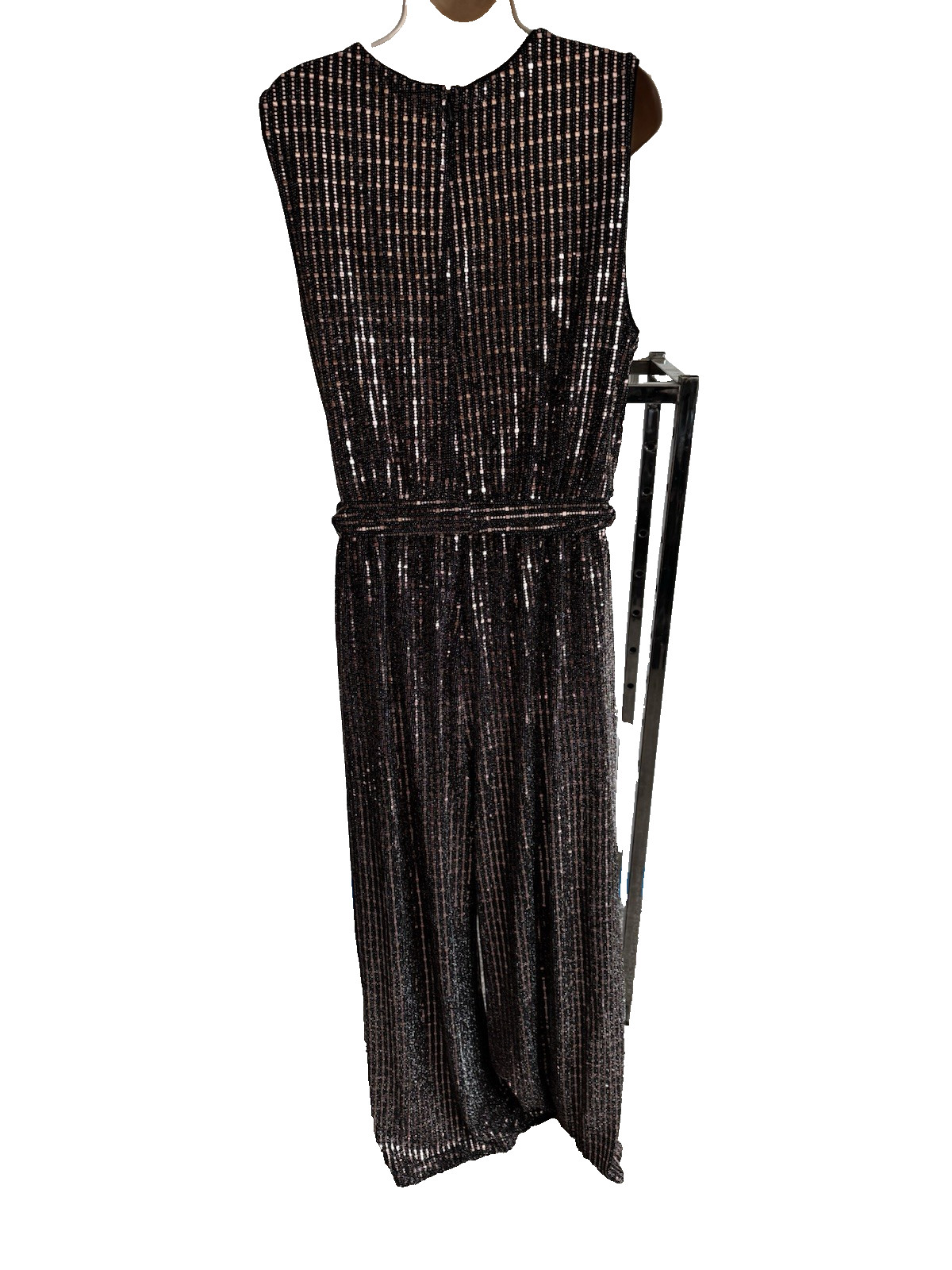 Lane Bryant 1-piece jumper pant suit cocktail dress sequin copper tie belt 18/20