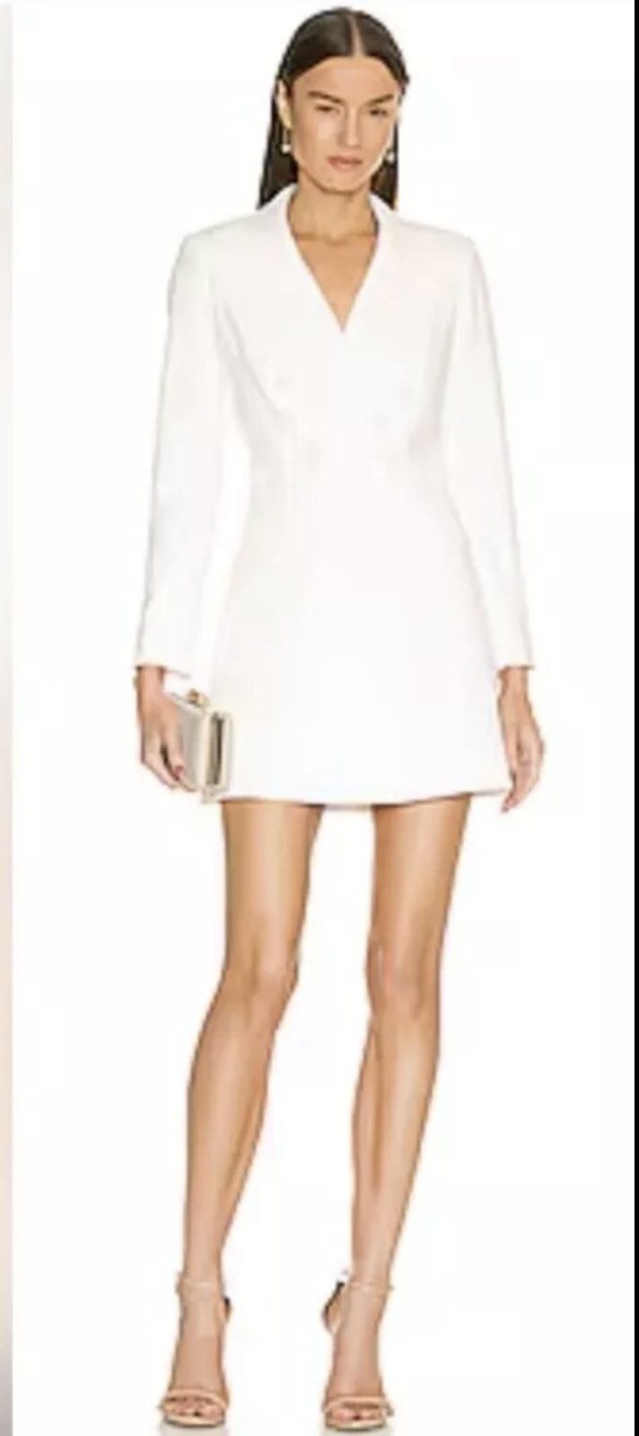 alice olivia Kyrie Tuxedo Dress White Size 2 NEW NWT