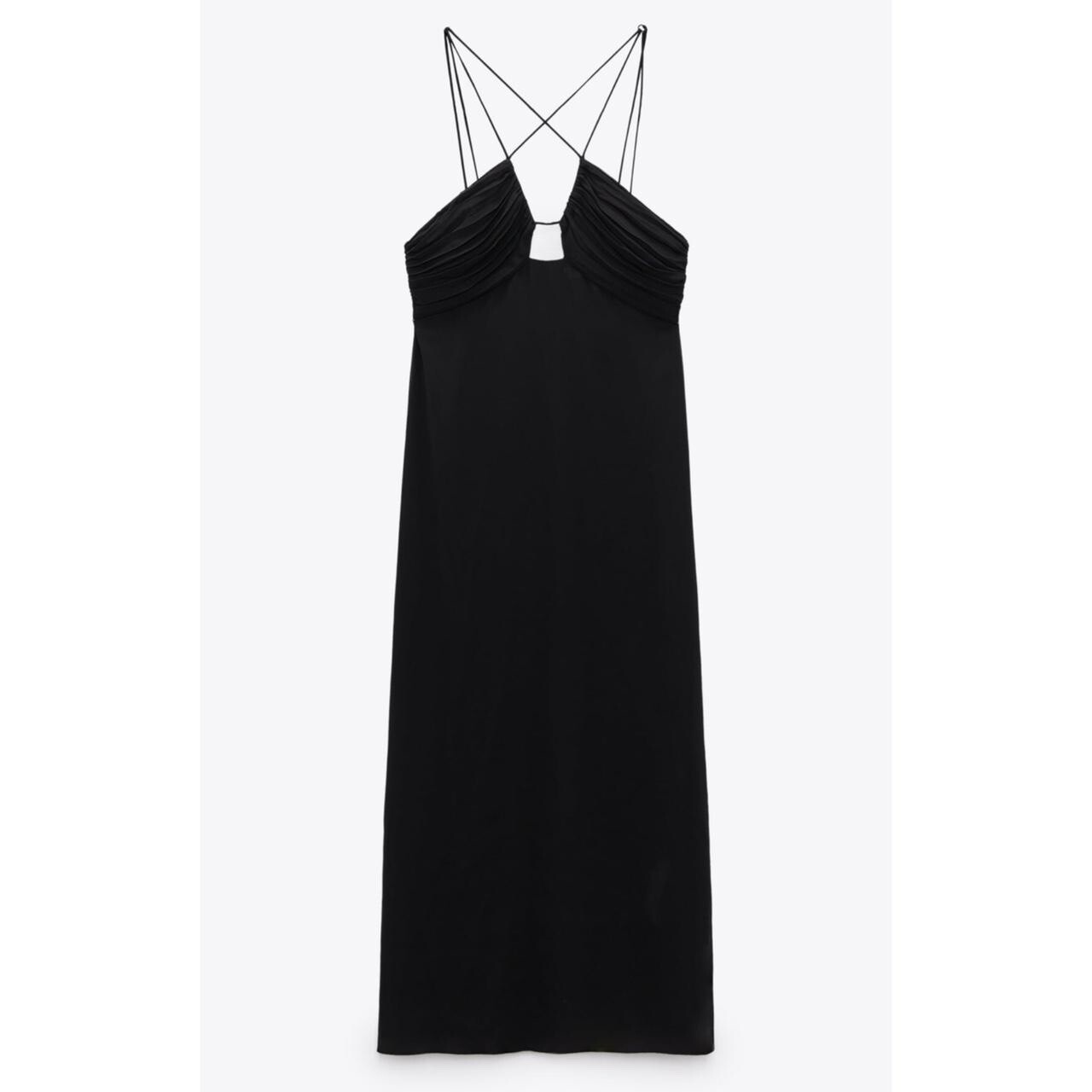 NWT Zara Black Dress Cross Strap Midi Evening Cocktail Party Holiday XS