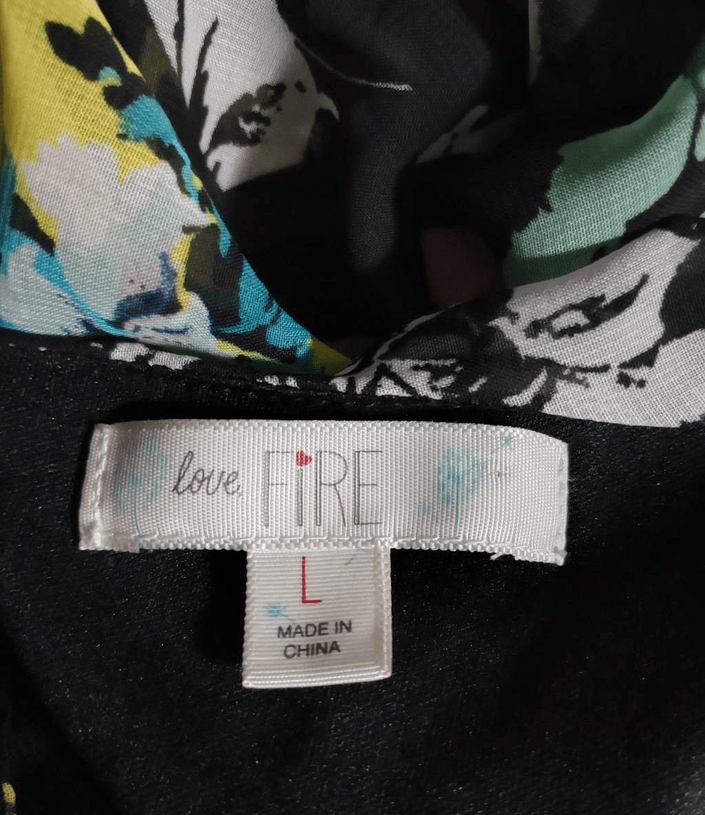Love Fire Dress Ladies Large Spaghetti Strap Vacation