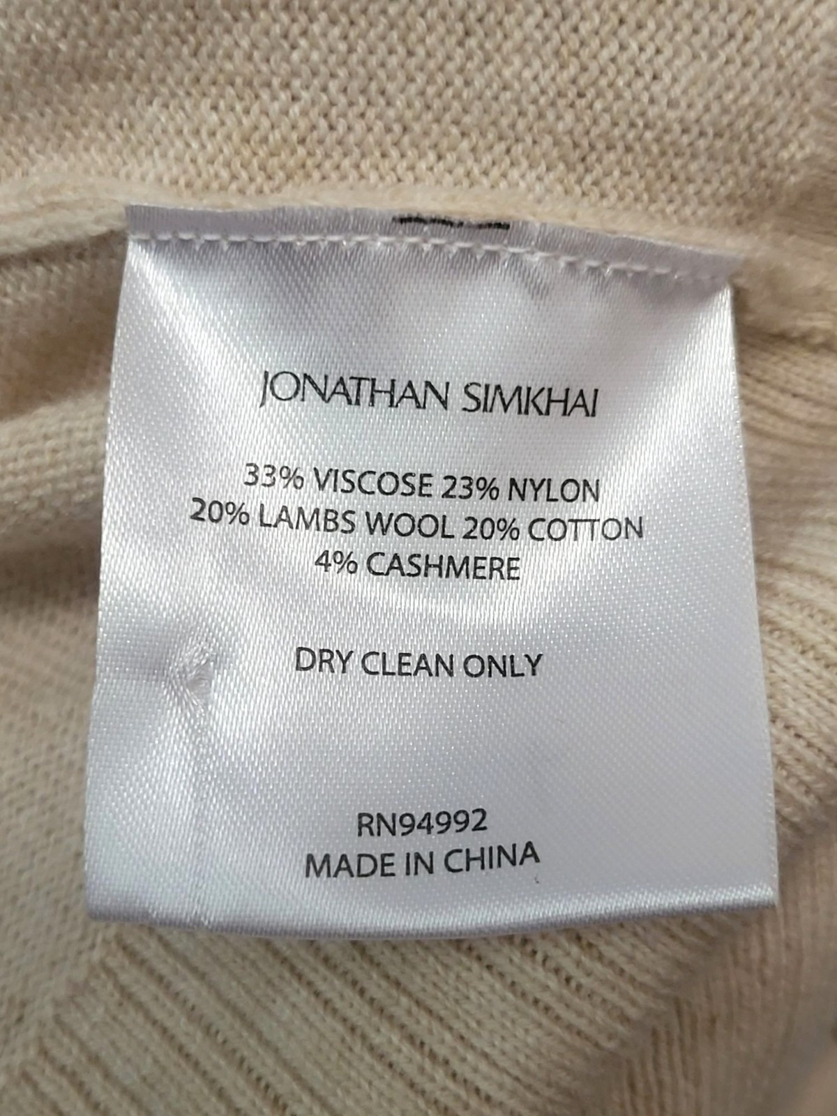Jonathan Simkhai Evalynn Dress Wool Cashmere Blend Sz Small Beige Wrap Midi NWT