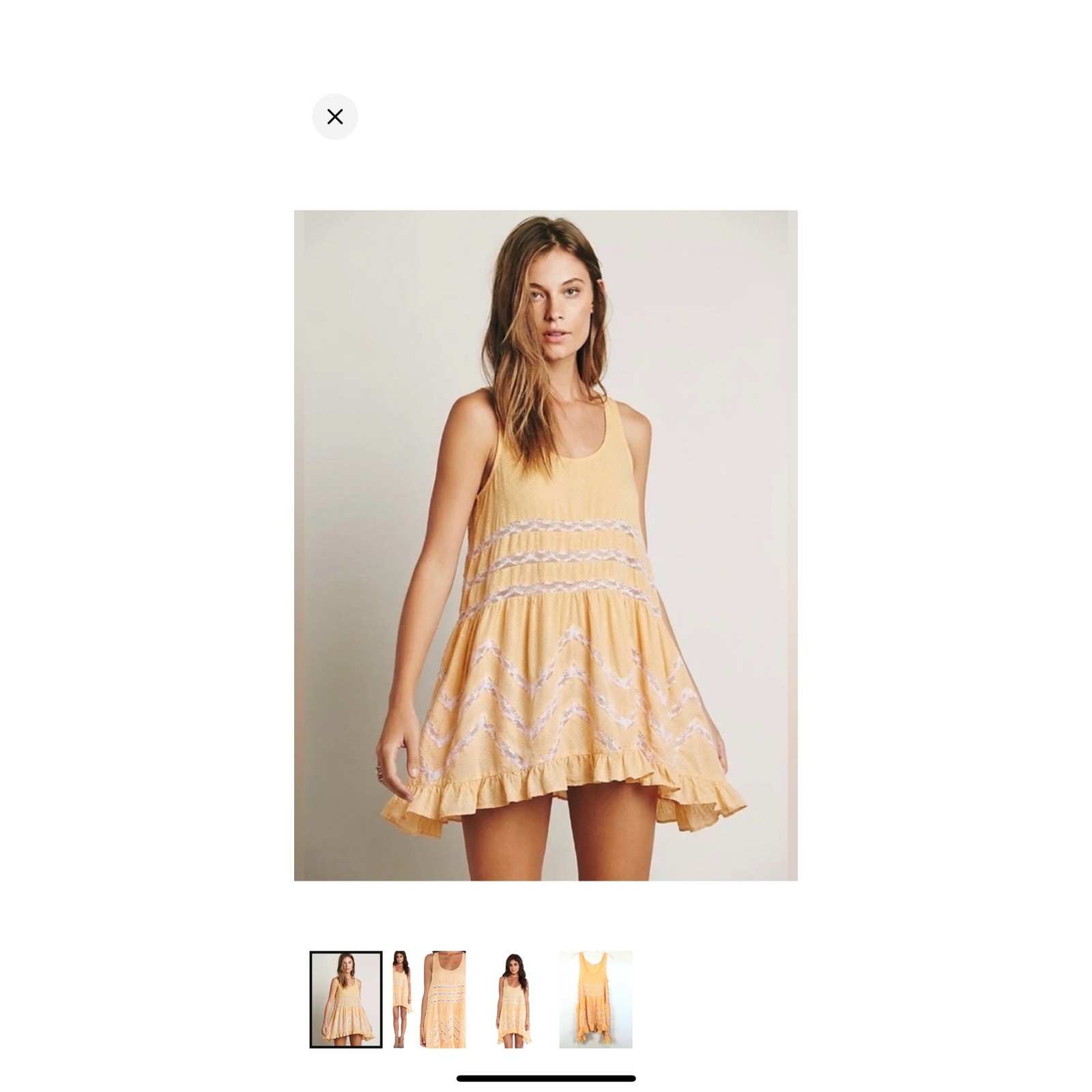 Free People Intimately Voile Lace Trapeze Slip Dress Yellow Polka Dot Mini XS