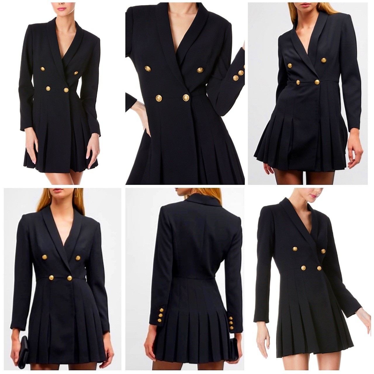 Alice + Olivia Kyrie Black Tuxedo Pleated Mini Dress SIZE 14