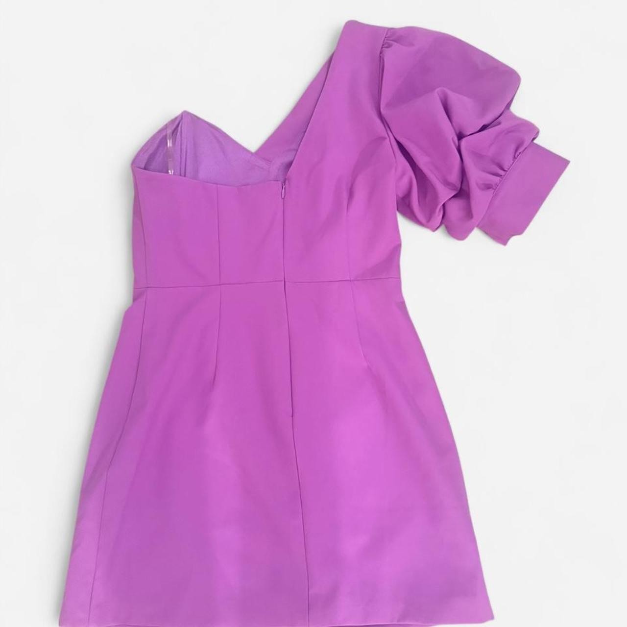 Purple DO+BE one shoulder mini dress with statement sleeve