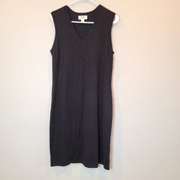 Talbots Dress Silk Cashmere Blend Knit Womens Small Black Sleeveless V Neck