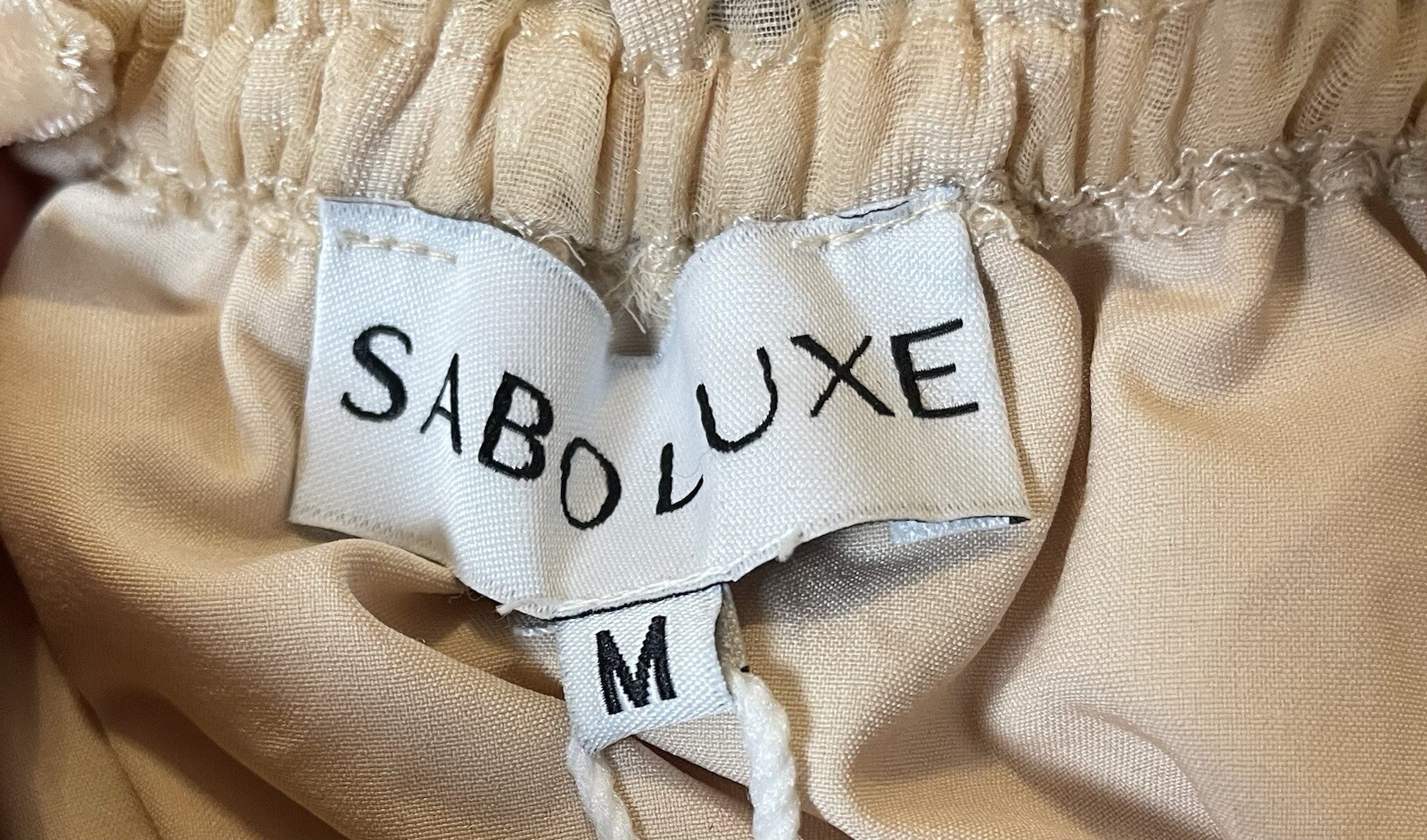Saboluxe Strappy Open Back Dress M Mini Beige Velvet Floral Mesh Cut Out Waist