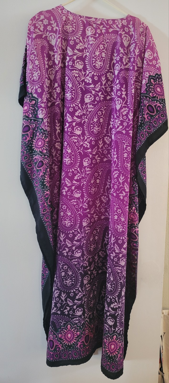 Miss Lavish Full Length House Gown Purple Paisley NAP Dress Boho Kaftan 14 18